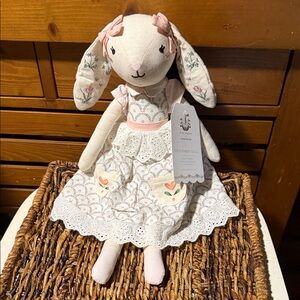 Pottery Barn Kids Embroidered Riley Sheehey Designer Girl Bunny 🐰 Doll BNWT